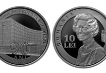 Monedă de argint de 10 lei scoasă pe piață de BNR într-o emisiune numismatică cu tema „90 de ani de la înființarea Spitalului Clinic de Urgență București”